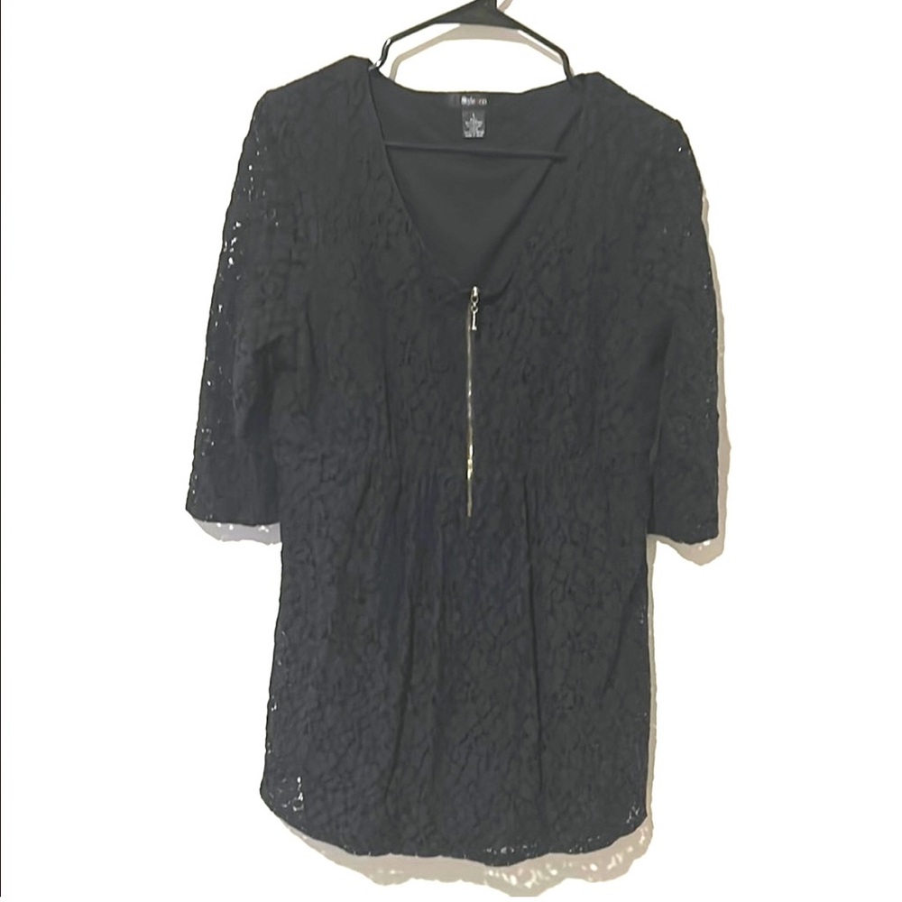 Style & Co Size L Black Lace Whimsical Dress